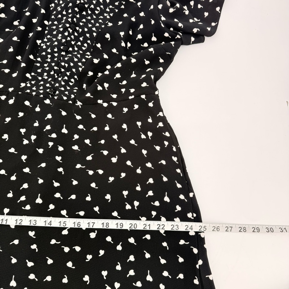 Talbots Womens 12 Flutter Sleeve Midi Dress Black White Dot Pockets Lined A-Line - Picture 9 of 13